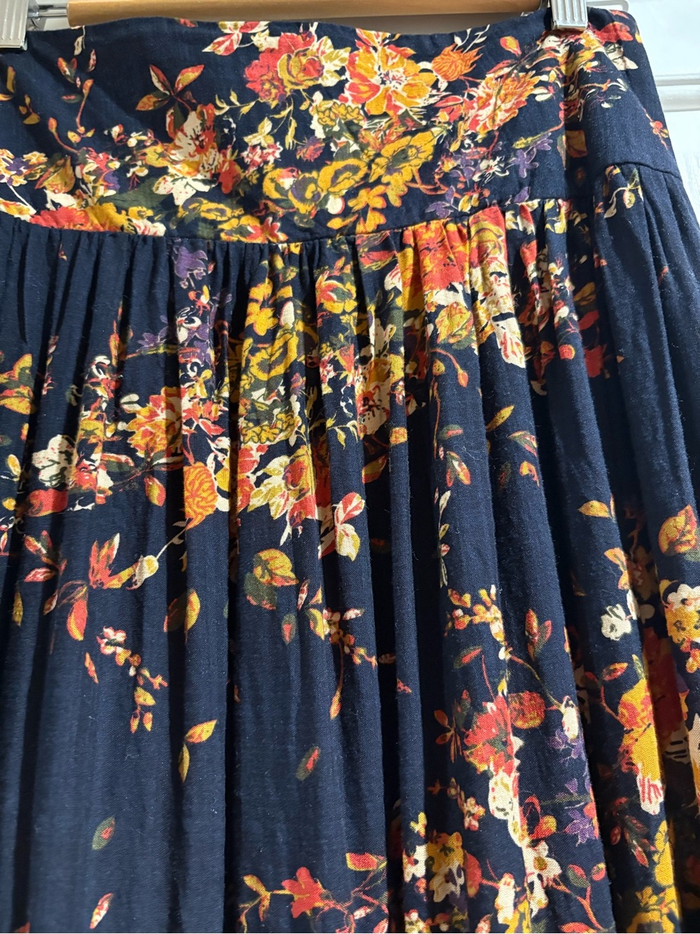 NATURAL LIFE Navy Floral Tiered Maxi Skirt with Warm Accent Blooms - Picture 3 of 4